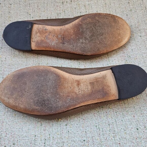 Gucci Women sandal Flat Brown Leather Upper G Logo Ballet Shoe Made Italy 38.5 - Picture 12 of 12